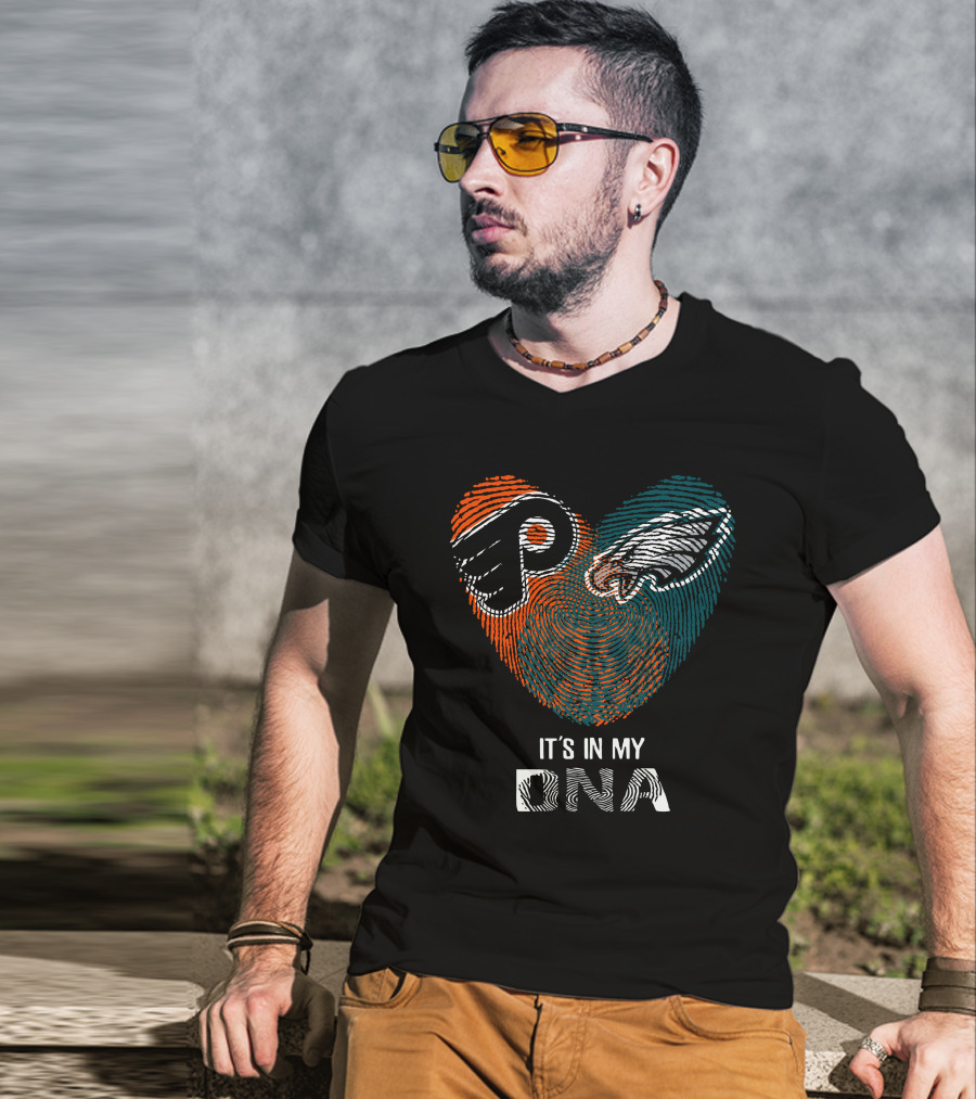 Philadelphia Eagles Flyers It's In My Dna Fingerprint T-Shirt