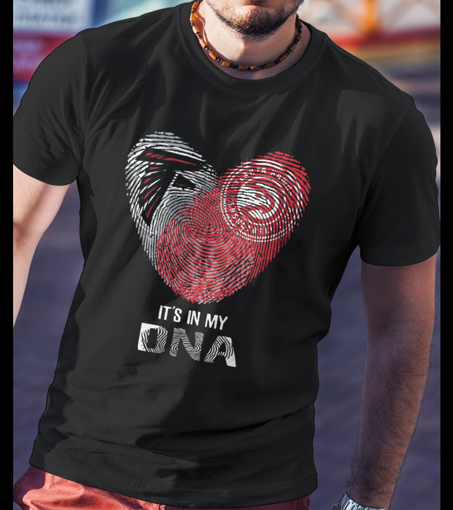 Falcons Atlanta Hawks It's In My DNA Fingerprint Heart T-Shirt