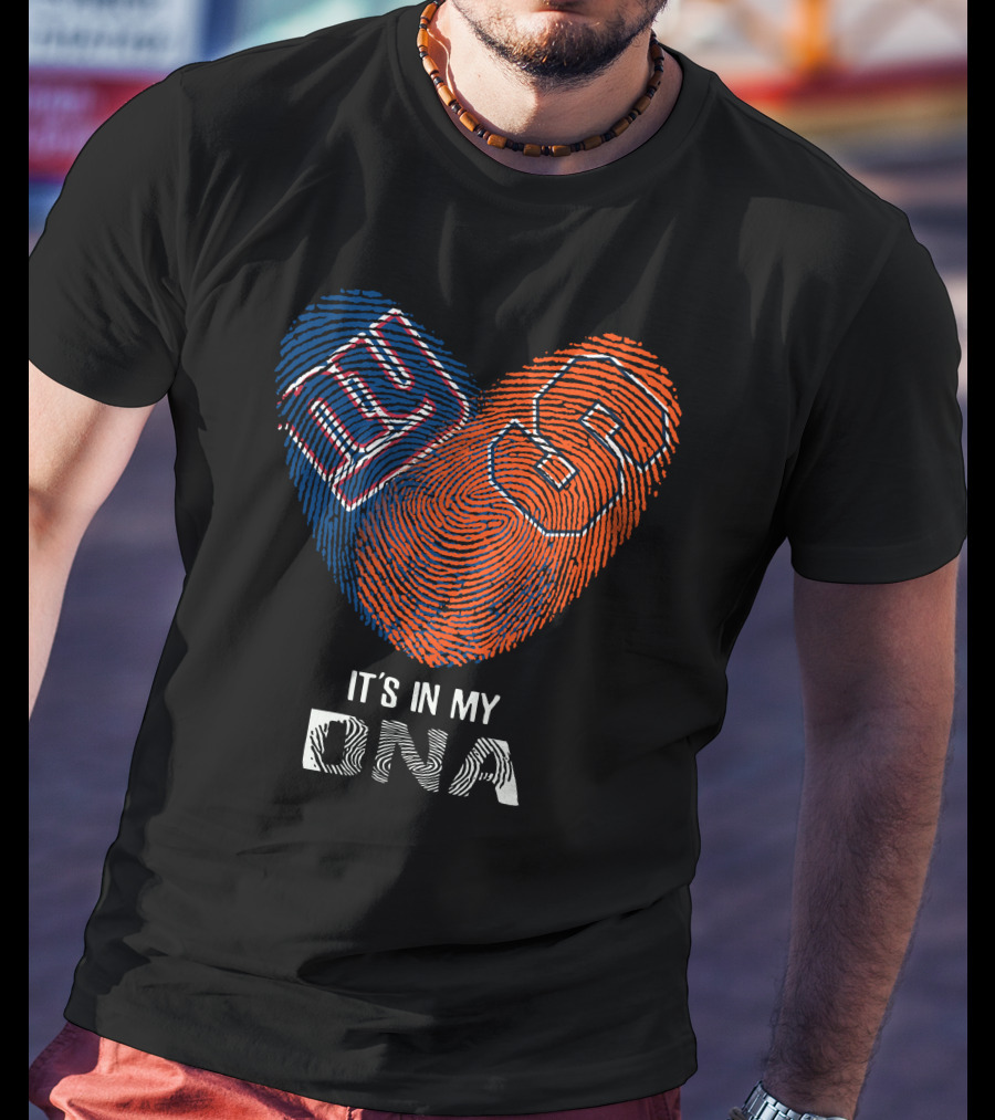 Giants Syracuse Orange It's In My DNA Heart Fingerprint T-Shirt
