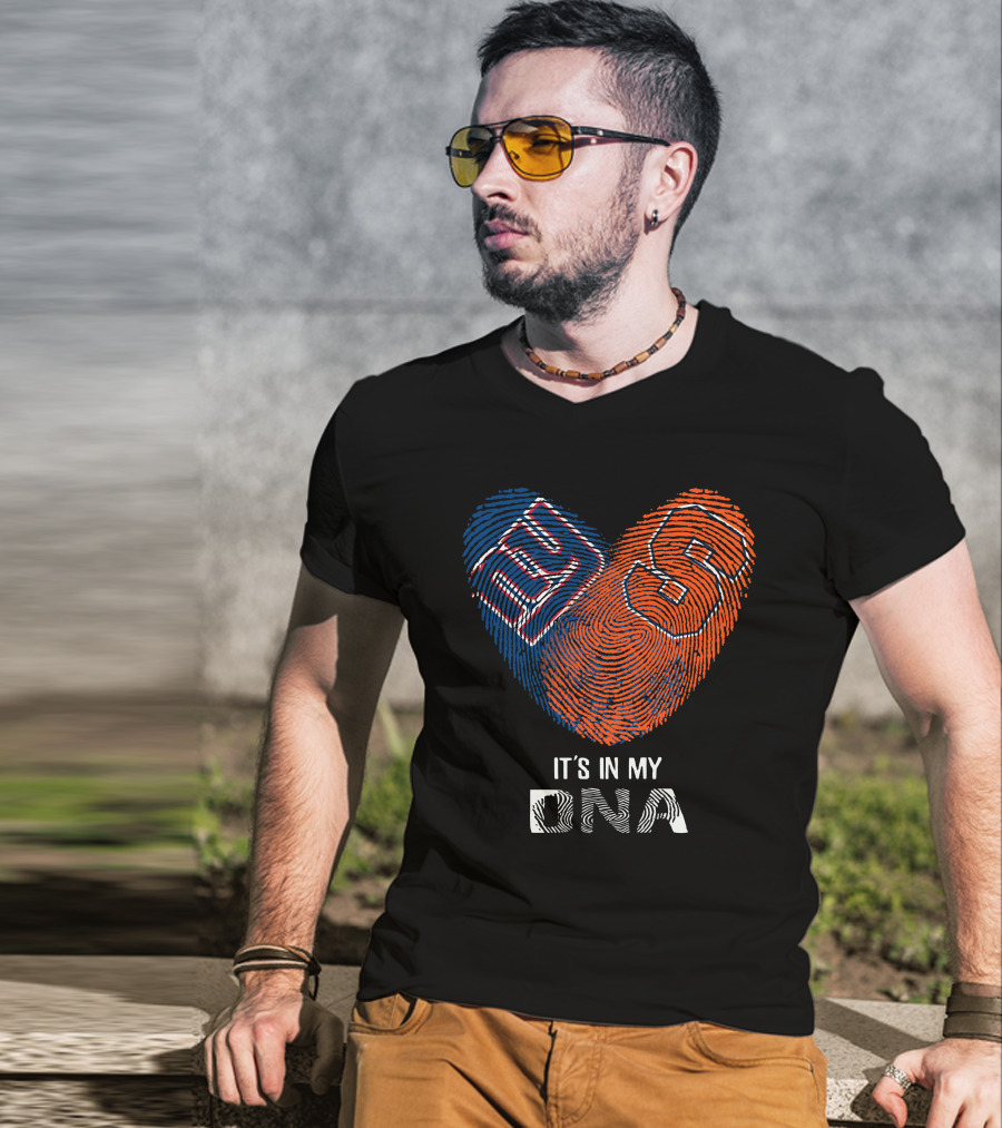 Giants Syracuse Orange It's In My DNA Heart Fingerprint T-Shirt