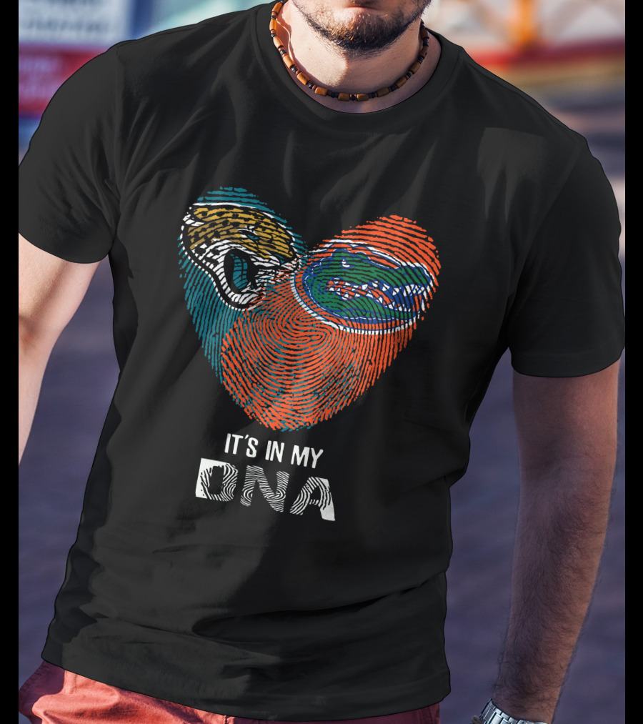 Jaguars Gators It's In My Dna Fingerprint Heart T-Shirt