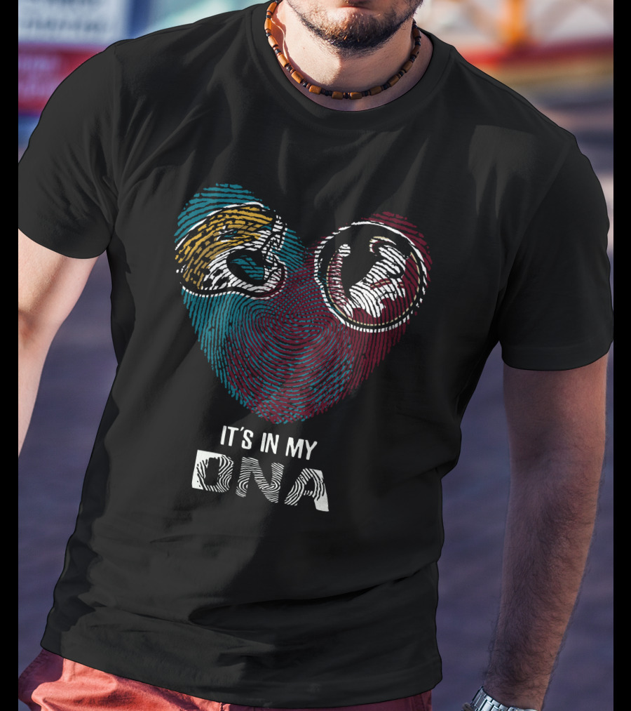Jaguars Seminoles Heart Fingerprint It's In My DNA T-Shirt