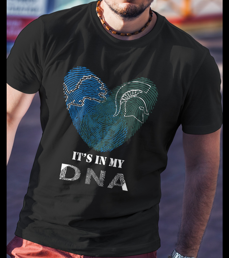 Lions Spartans Fingerprint Heart It's In My DNA T-Shirt