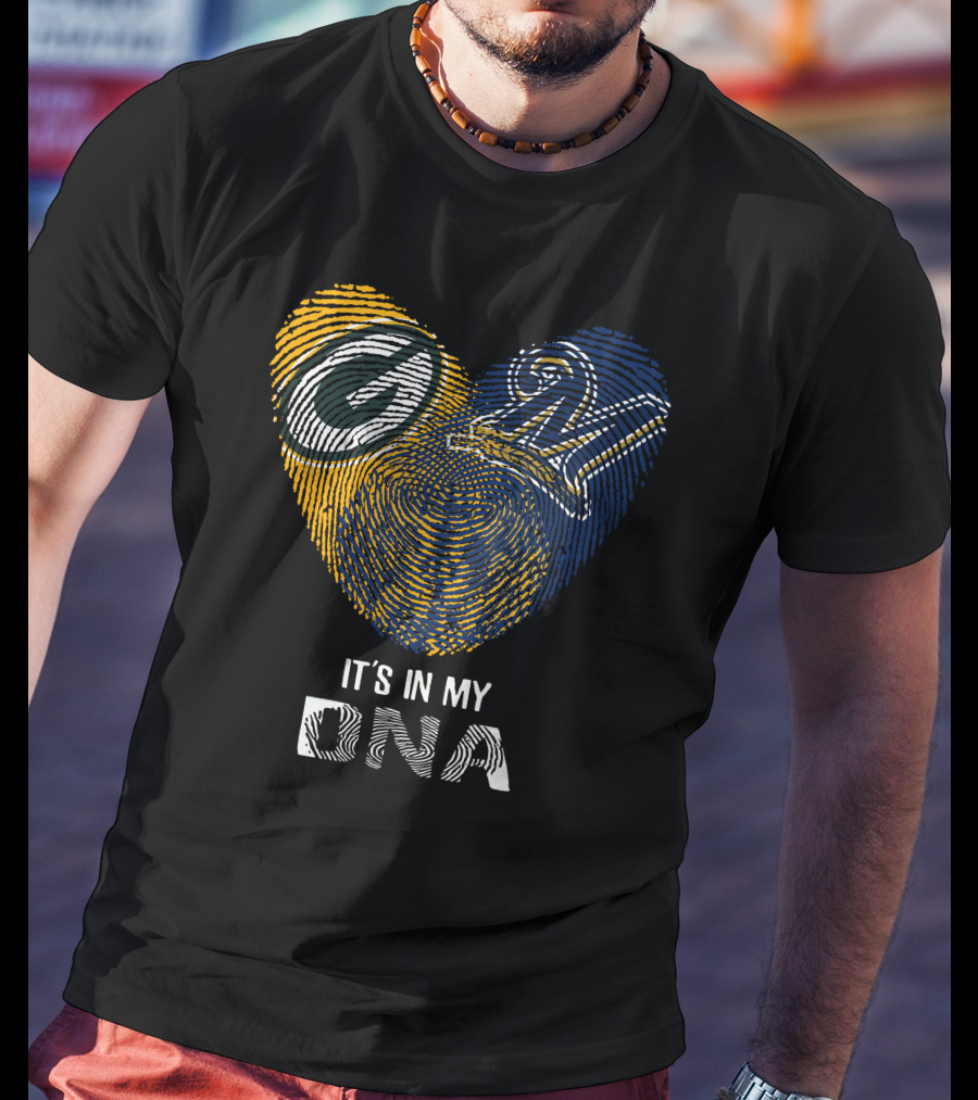 Packers Brewers Heart Fingerprint It's In My DNA T-Shirt
