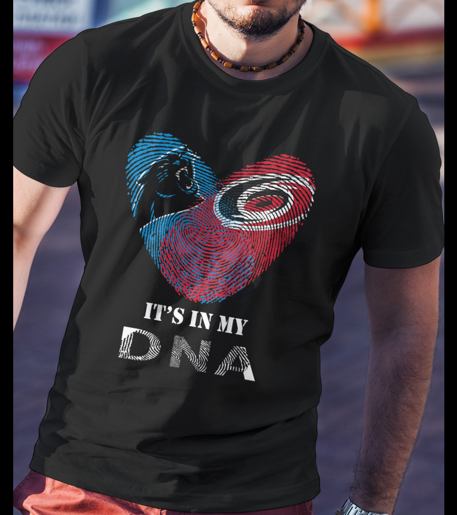 Panthers Hurricanes It's In My DNA Fingerprint Heart T-Shirt