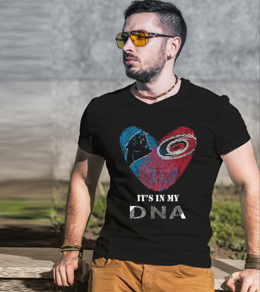 Panthers Hurricanes It's In My DNA Fingerprint Heart T-Shirt