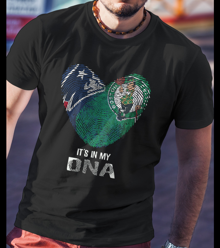 Patriots Celtics Heart DNA Fingerprint με τα λογὀτυπα των Patriots και Celtics T-Shirt