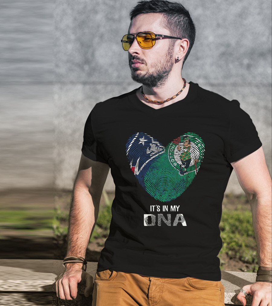 Patriots Celtics Heart DNA Fingerprint με τα λογὀτυπα των Patriots και Celtics T-Shirt