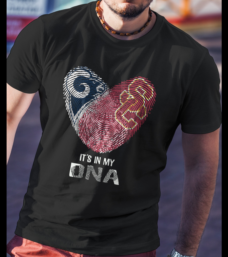 Rams USC Trojans Heart Fingerprint It's In My DNA T-Shirt