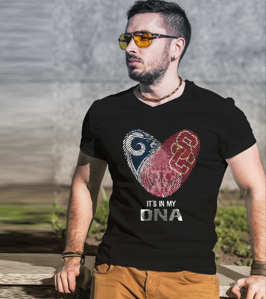 Rams USC Trojans Heart Fingerprint It's In My DNA T-Shirt