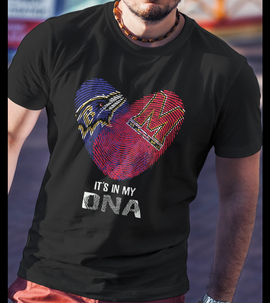 Ravens Maryland Terrapins Heart-Shaped Fingerprint It's In My DNA T-Shirt