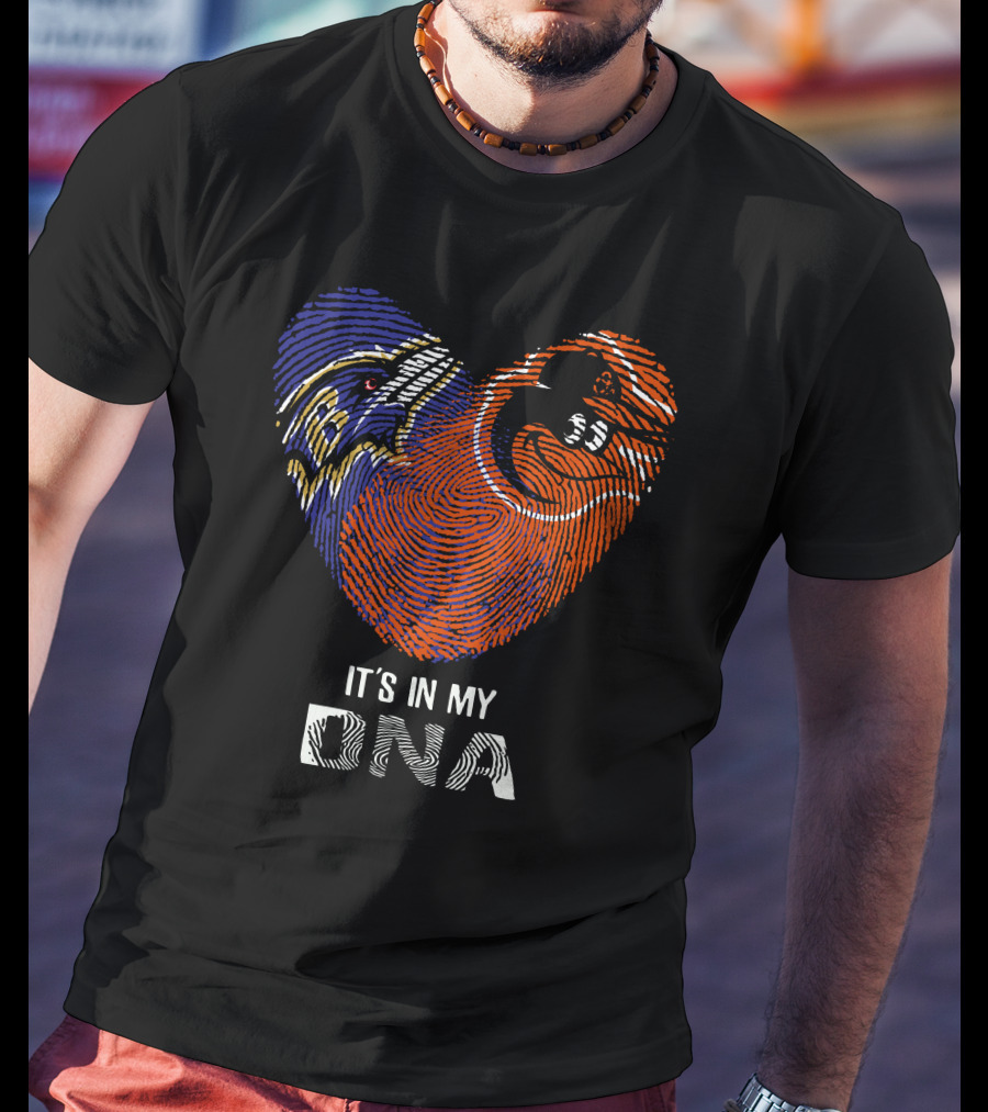 Ravens Orioles It's In My DNA Fingerprint Heart Ravens NFL Orioles MLB T-Shirt