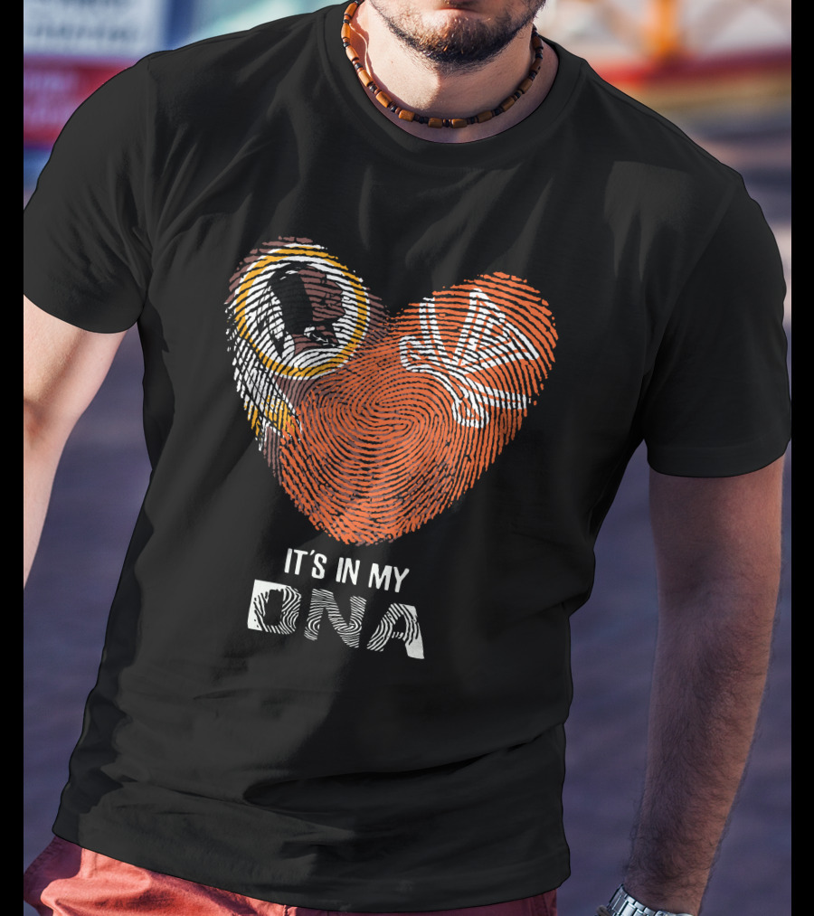 Redskins Cavaliers It's In My Dna Heart Fingerprint T-Shirt