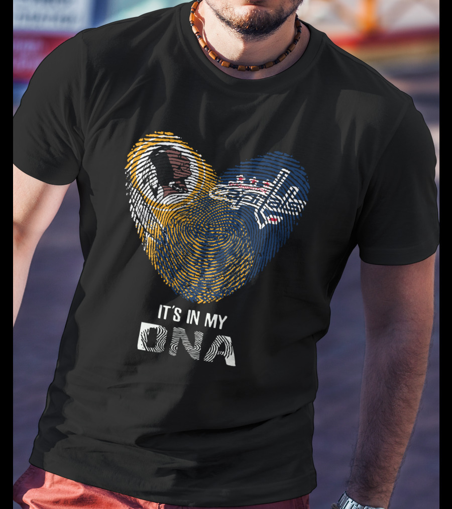 Redskins Washington Capitals It's In My Dna Fingerprint Heart Fan Pride T-Shirt