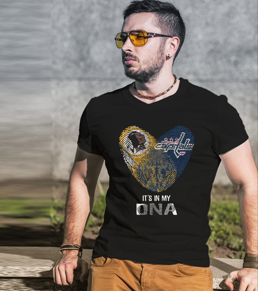 Redskins Washington Capitals It's In My Dna Fingerprint Heart Fan Pride T-Shirt