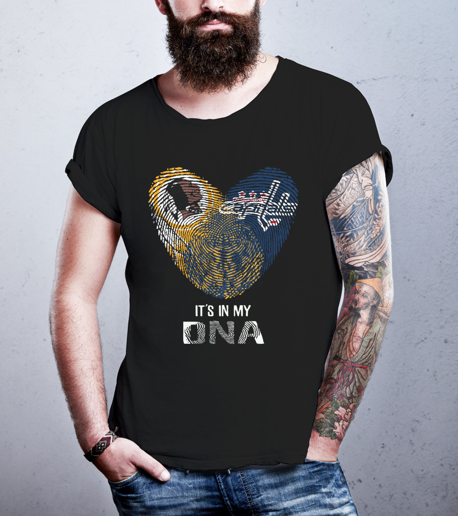 Redskins Washington Capitals It's In My Dna Fingerprint Heart Fan Pride T-Shirt