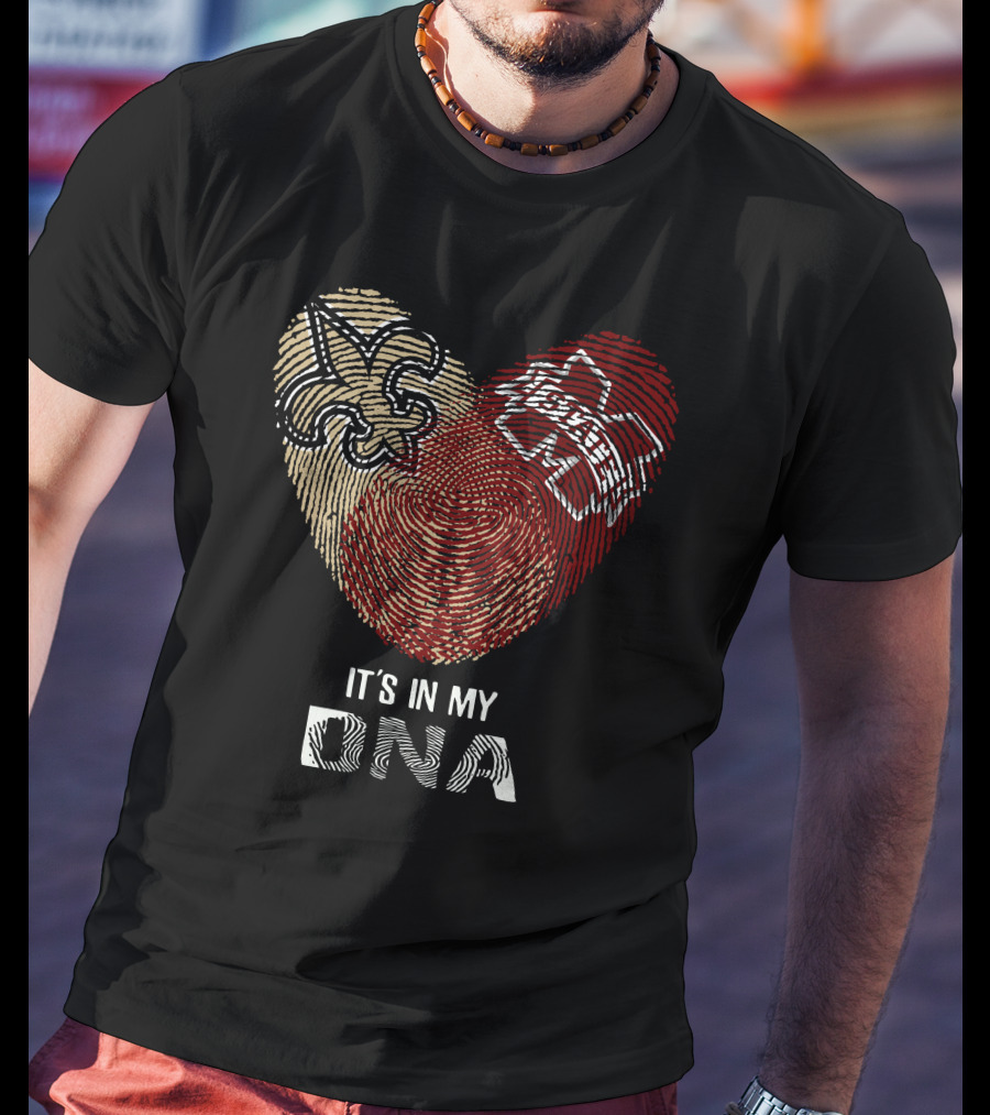 Saints MS State It's In My DNA Fleur-de-lis And Bulldog Fingerprint T-Shirt