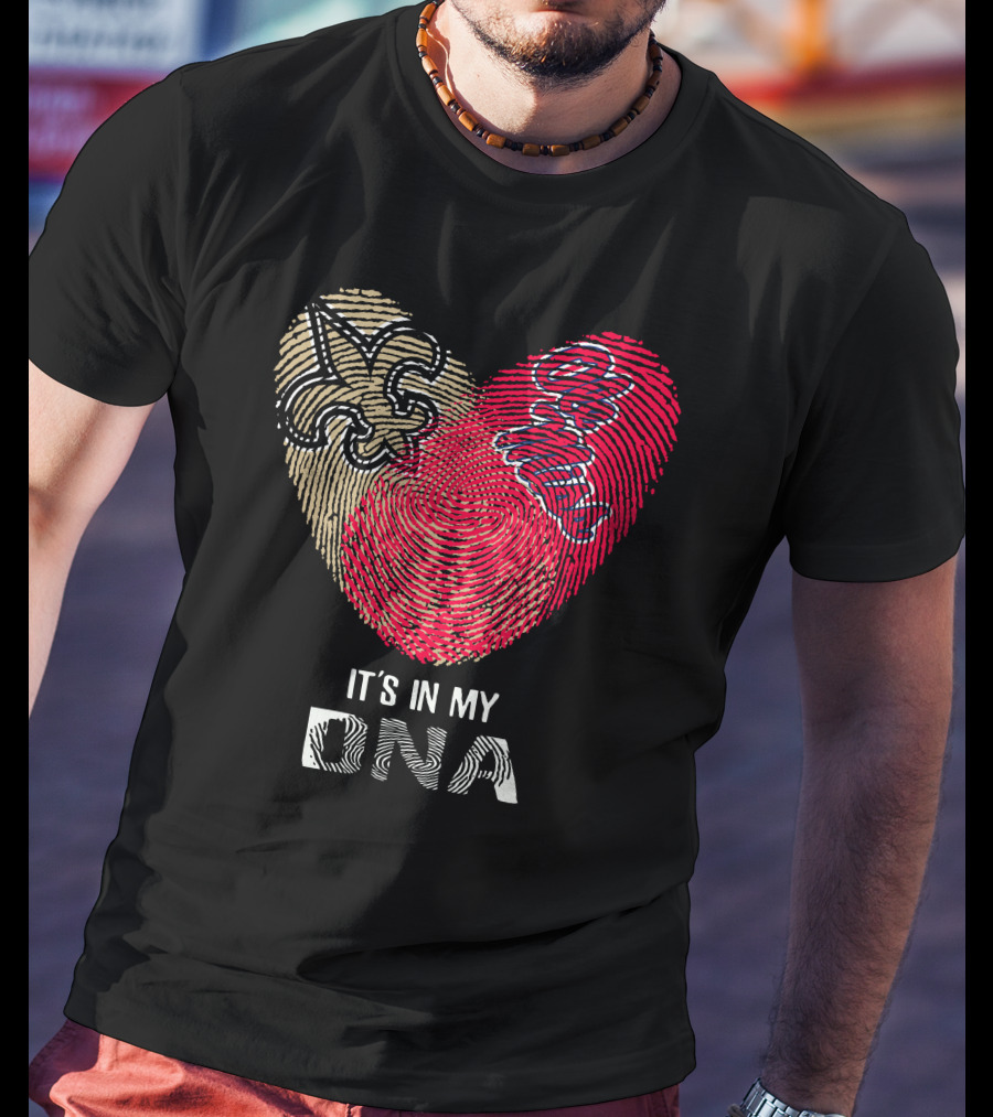 Saints Ole Miss Fingerprint Heart It's In My DNA T-Shirt