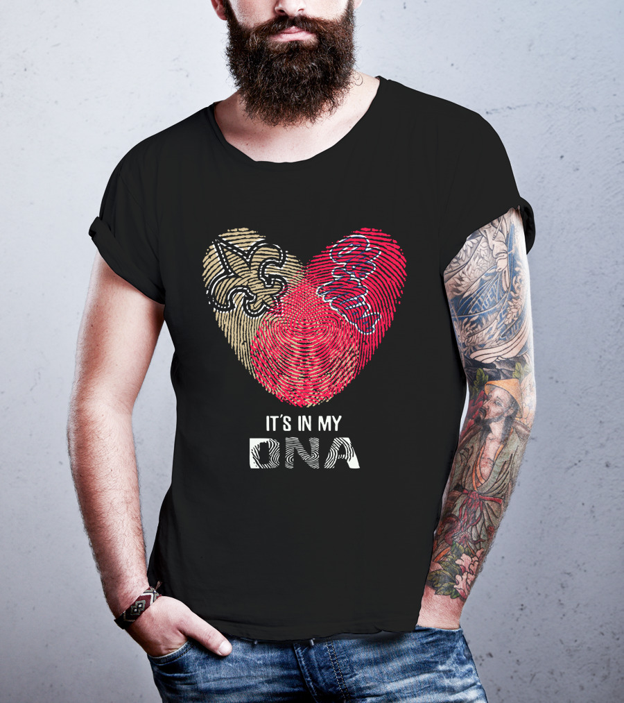 Saints Ole Miss Fingerprint Heart It's In My DNA T-Shirt