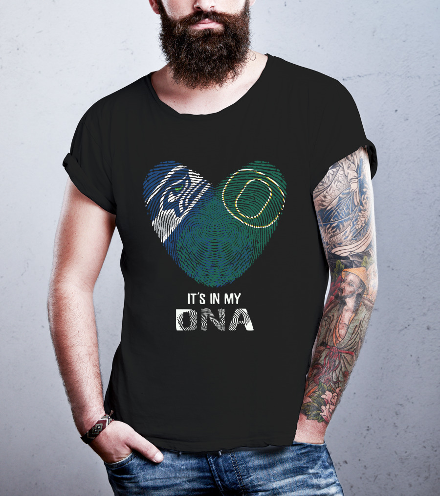 Seahawks Ducks Fingerprint Heart It's In My DNA T-Shirt