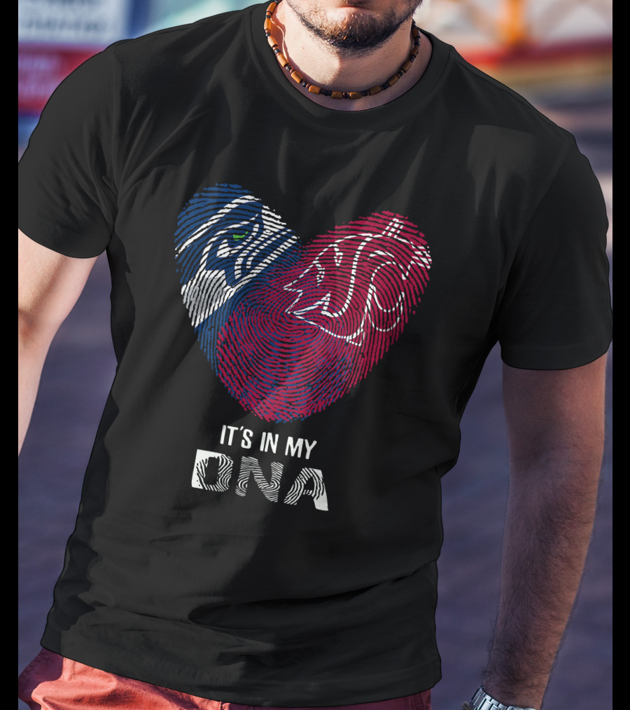 Seahawks Washington State It's In My DNA Heart Fingerprint T-Shirt