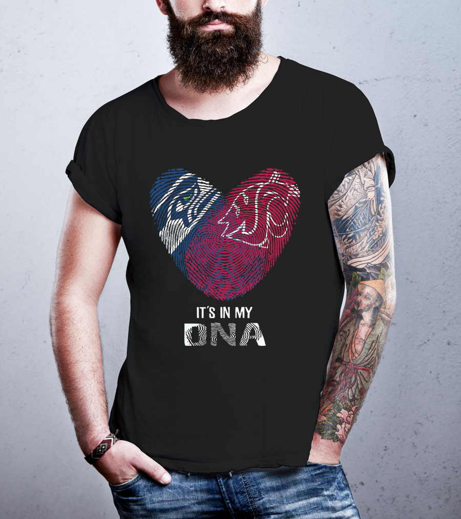 Seahawks Washington State It's In My DNA Heart Fingerprint T-Shirt
