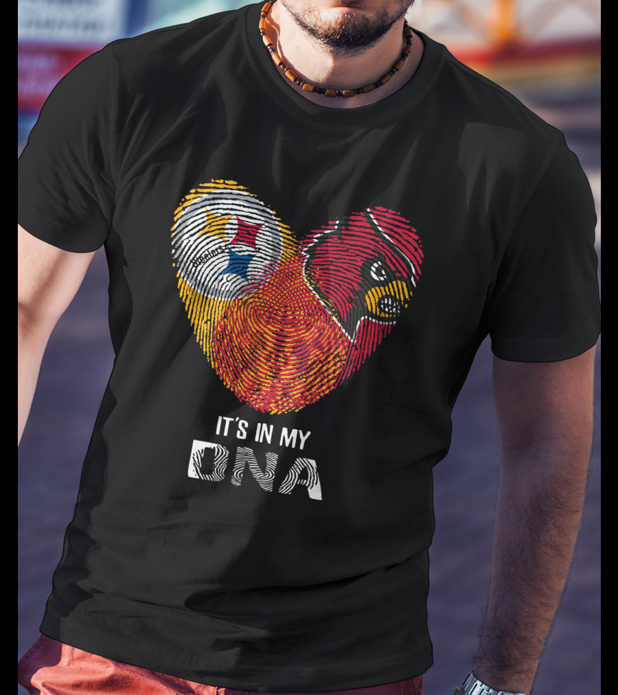 Steelers Cardinals It's In My DNA Fingerprint Heart T-Shirt