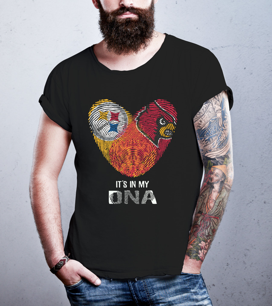 Steelers Cardinals It's In My DNA Fingerprint Heart T-Shirt