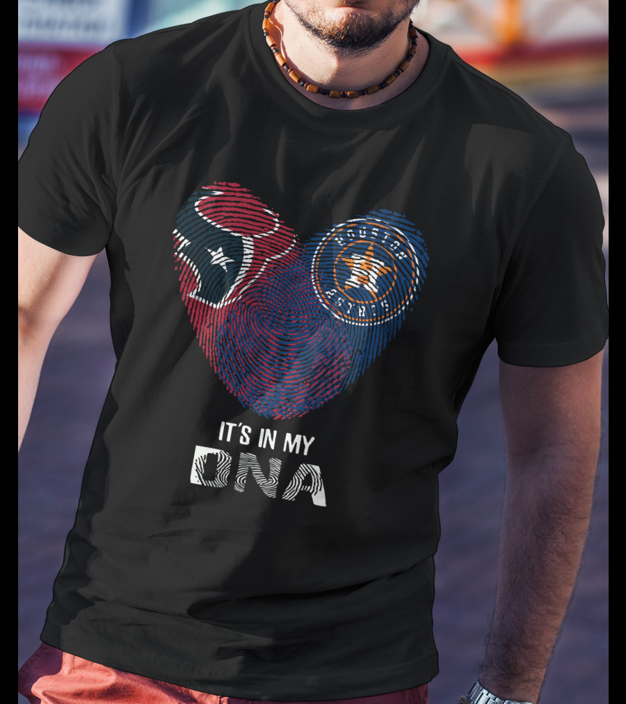 Texans Astros Heart Fingerprint It's In My DNA T-Shirt