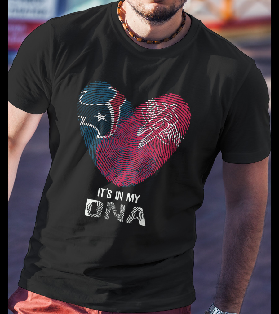 Texans Rockets Fingerprint Heart It's In My DNA T-Shirt