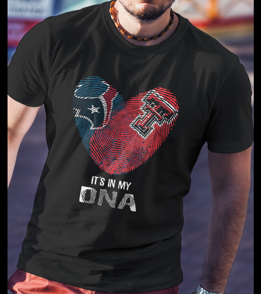 Texans Texas Tech Heart Fingerprint It's In My Dna T-Shirt