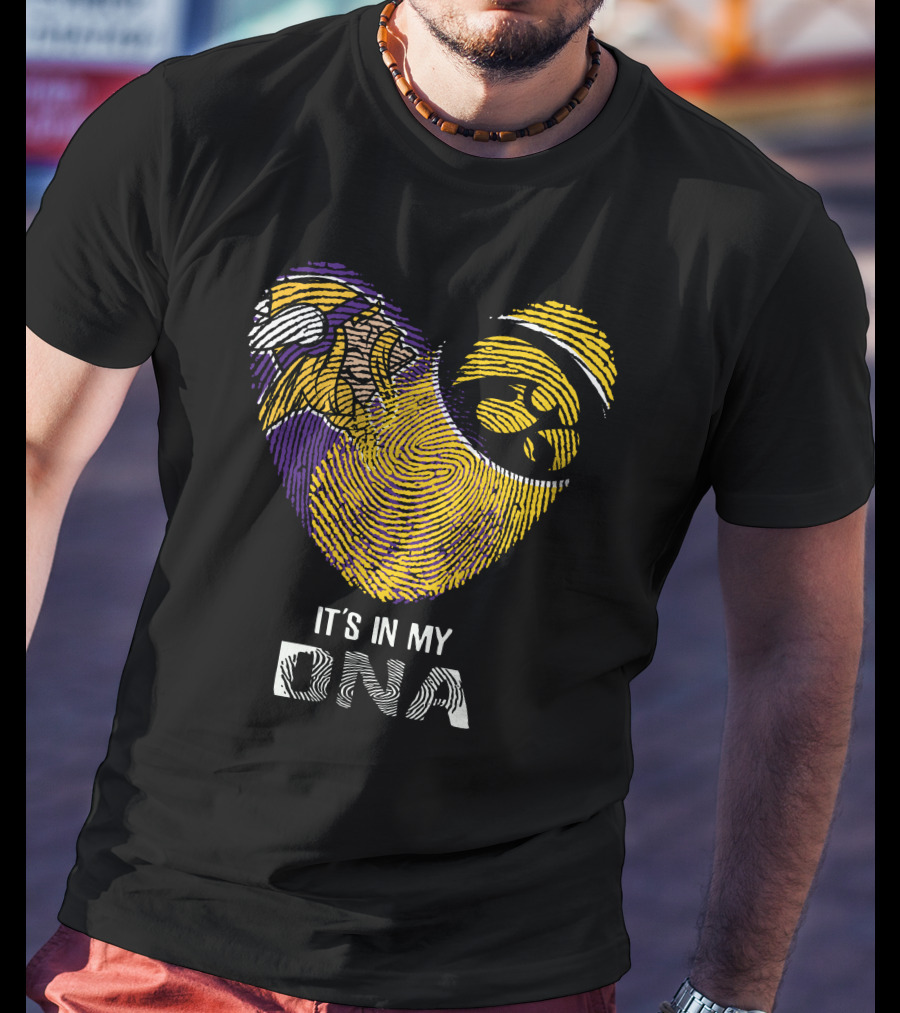 Vikings Iowa Hawkeyes It's In My DNA Fingerprint Football T-Shirt