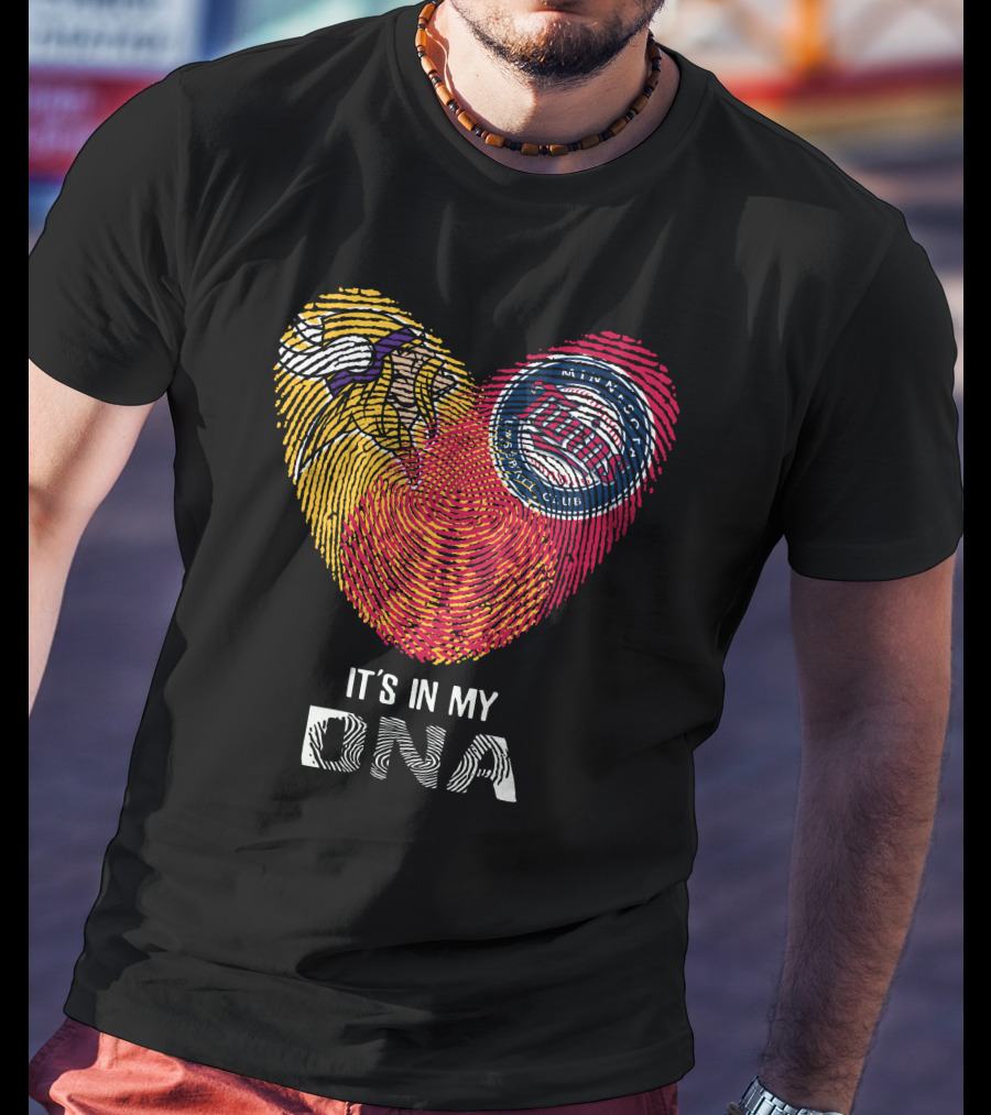 Vikings Twins It's In My DNA Heart Fingerprint T-Shirt