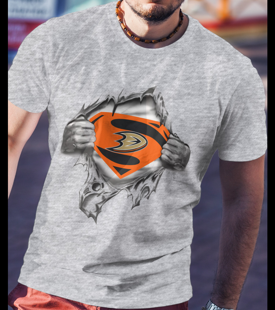 Anaheim Ducks Superman Logo Rip Open T-Shirt