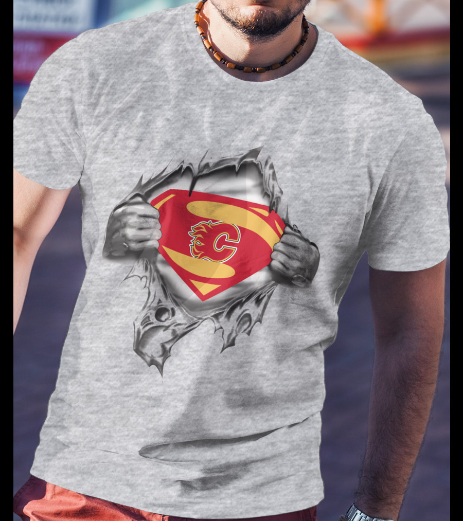 Calgary Flames Superman Logo Crossover T-Shirt