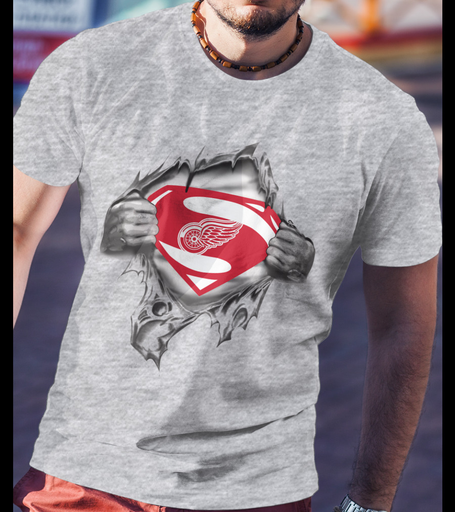 Detroit Red Wings Superman Symbol Iconic Crossover T-Shirt