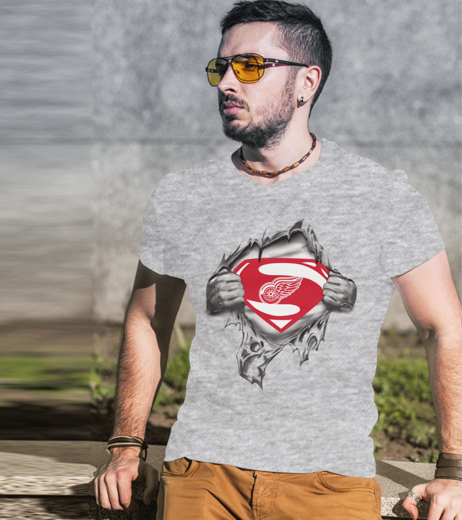 Detroit Red Wings Superman Symbol Iconic Crossover T-Shirt