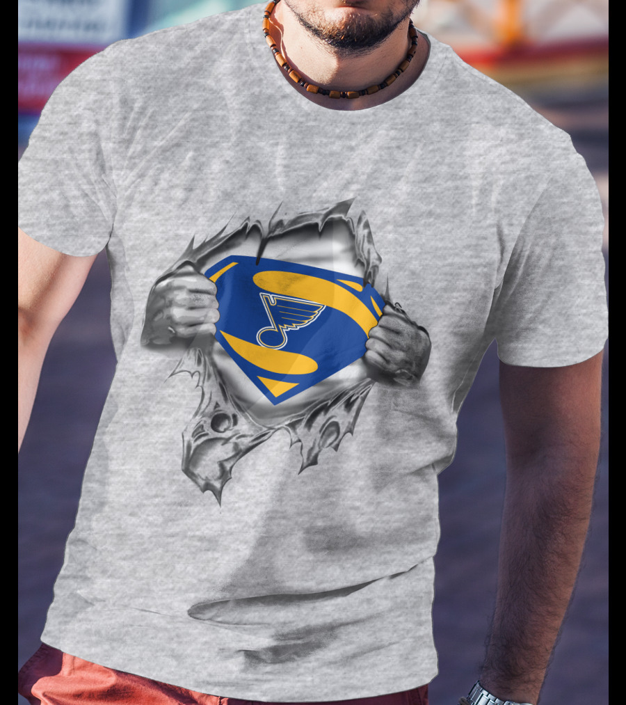 St. Louis Blues Superman Shield Hockey Fan T-Shirt