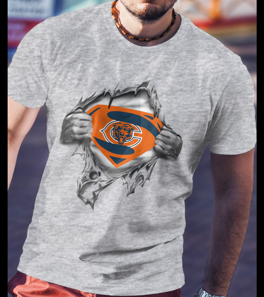 Bears Superman Logo Fusion With Chicago Bears T-Shirt