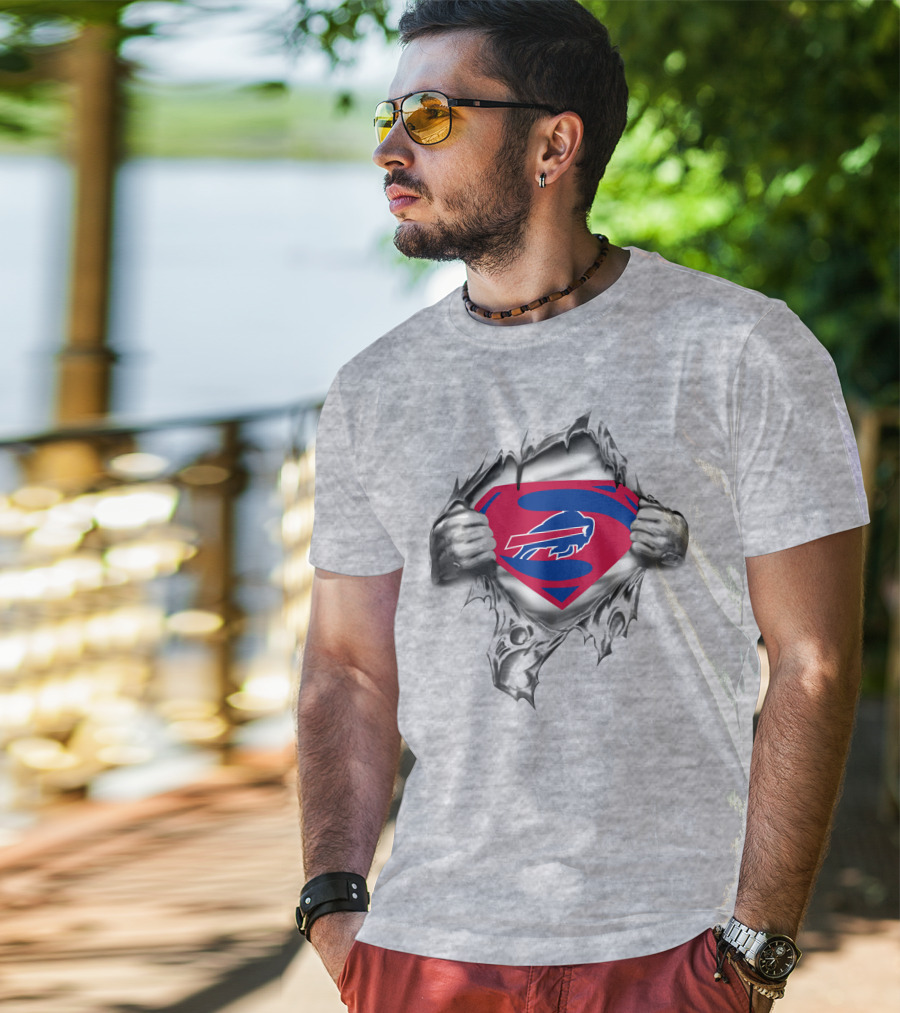 Buffalo Bills Superman Logo Rip T-Shirt