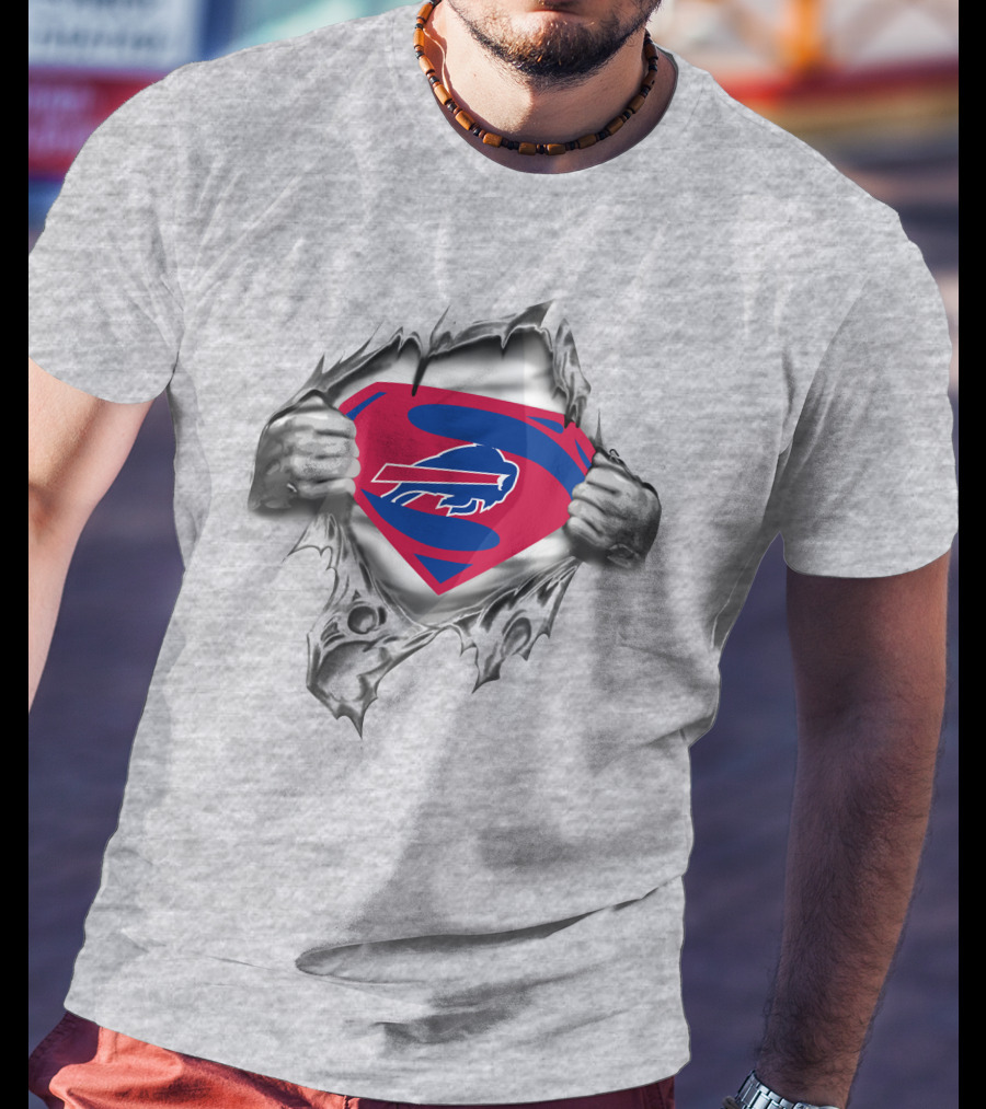 Buffalo Bills Superman Logo Rip T-Shirt