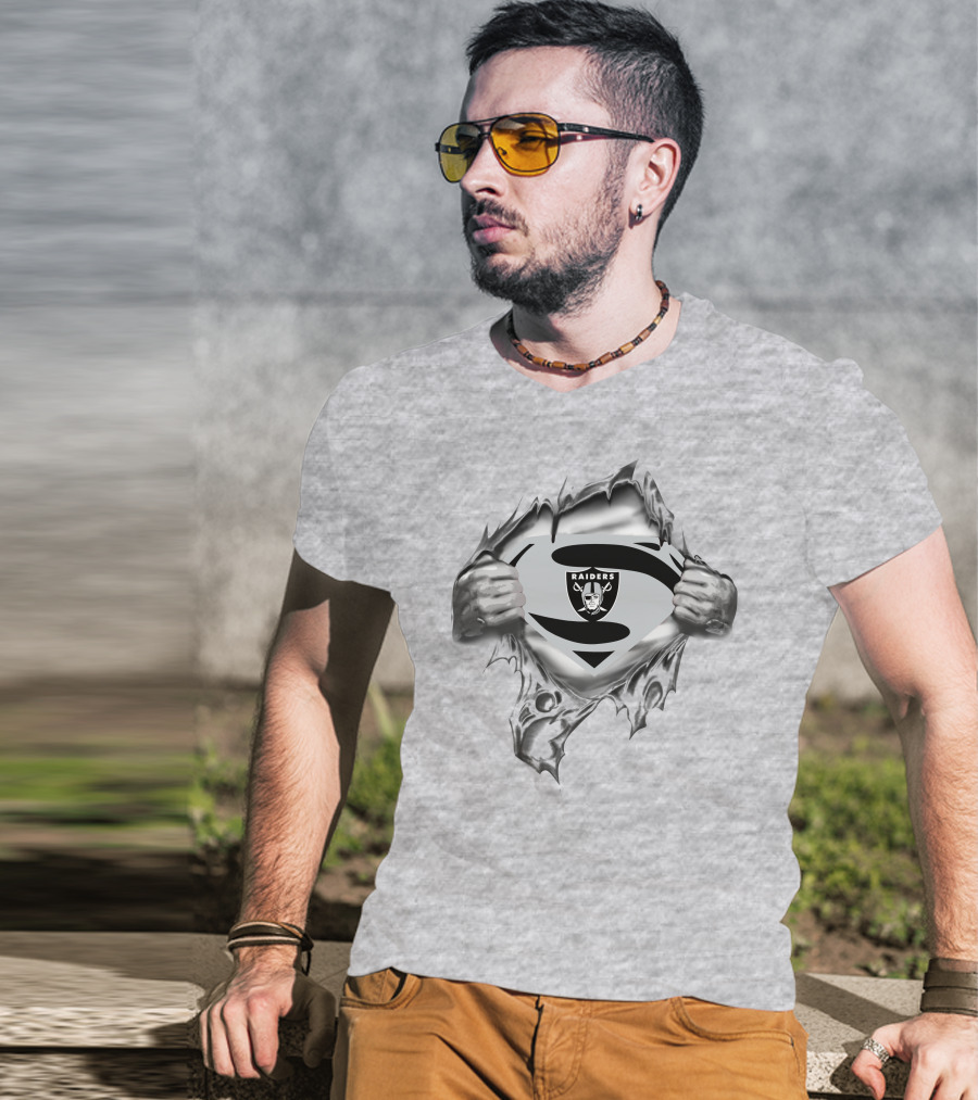 Raiders Superman Logo Reveal With Silver Comic Style And Iconic Emblem T-Shirt