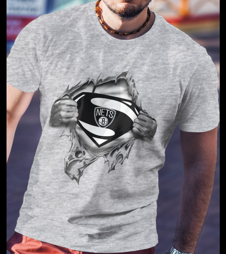 Brooklyn Nets Superman Logo Emblem Man Of Steel Rip T-Shirt