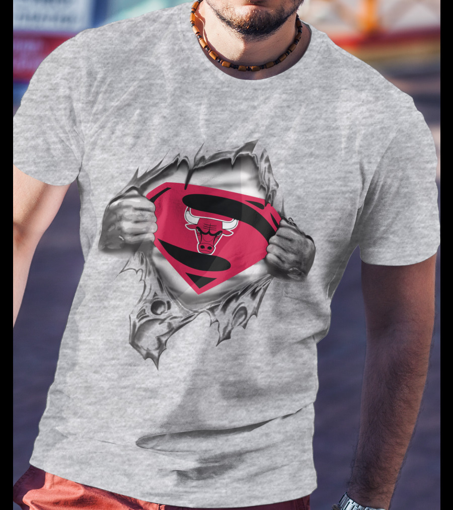Chicago Bulls Superman Logo Bulls Emblem Superman Shield T-Shirt