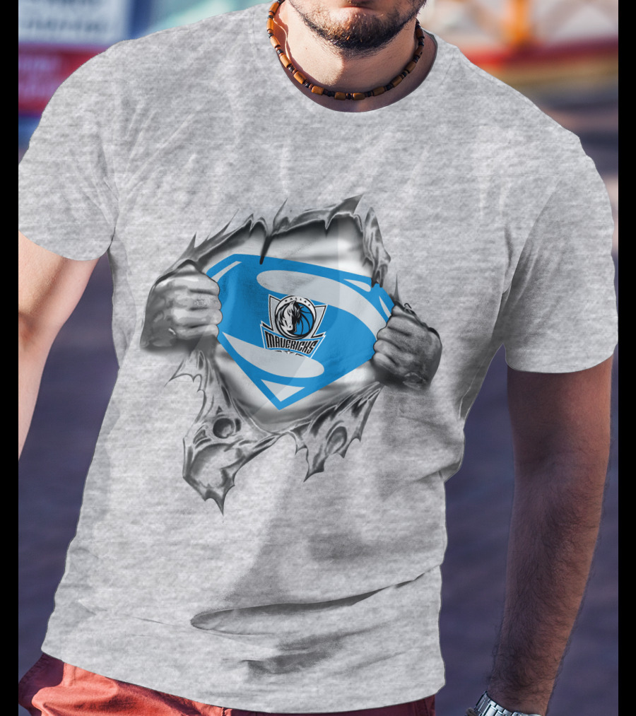 Dallas Mavericks Superman Logo Tear Hero T-Shirt