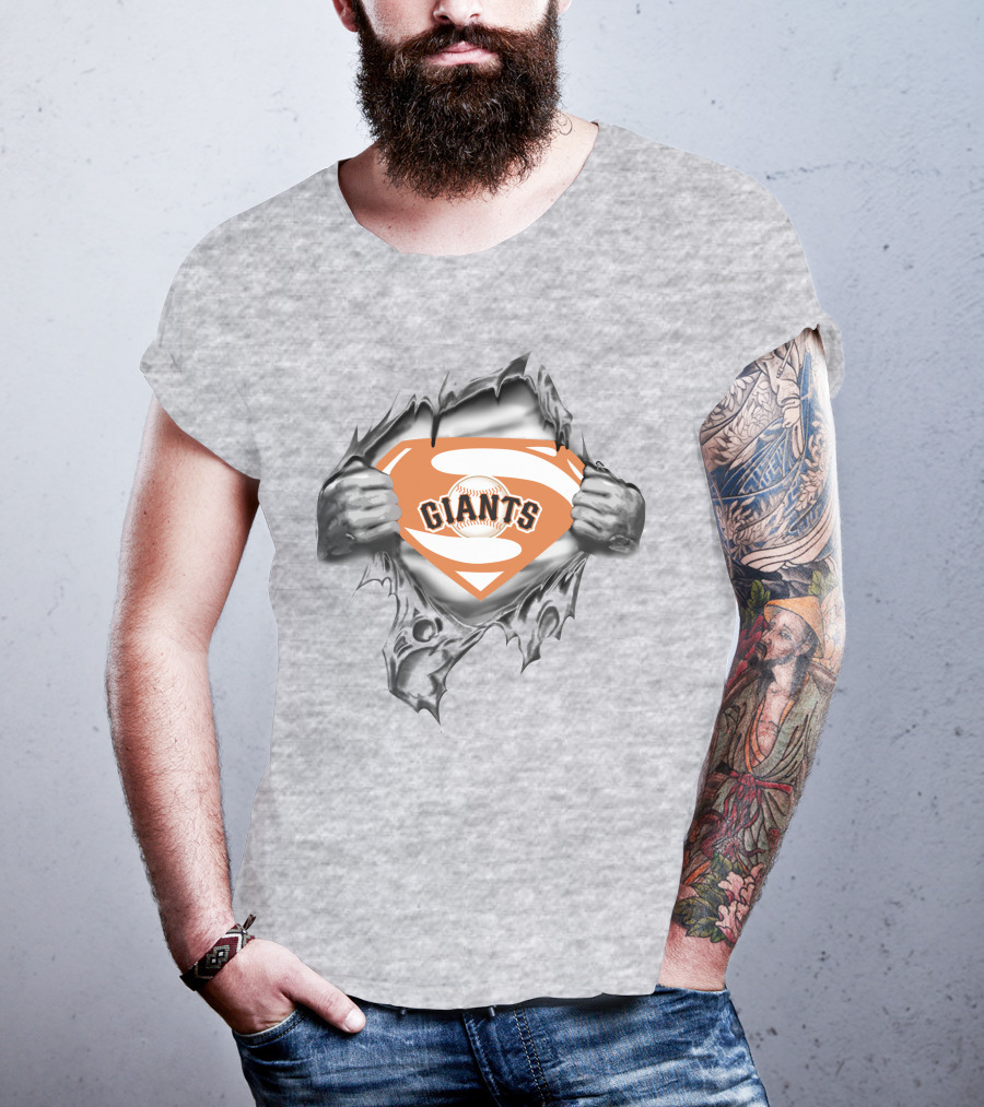 Giants Logo Inside Superman Suit Baseball T-Shirt