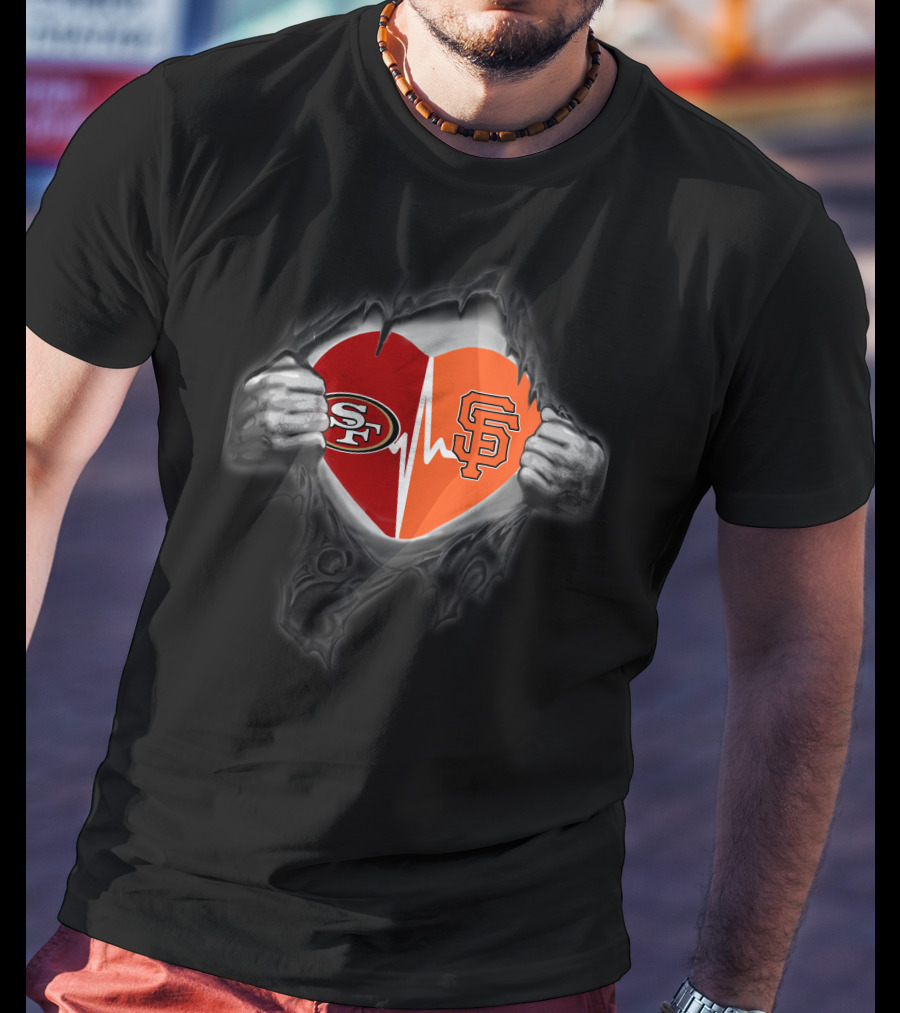 49ers Giants Heartbeat Inside Me T-Shirt
