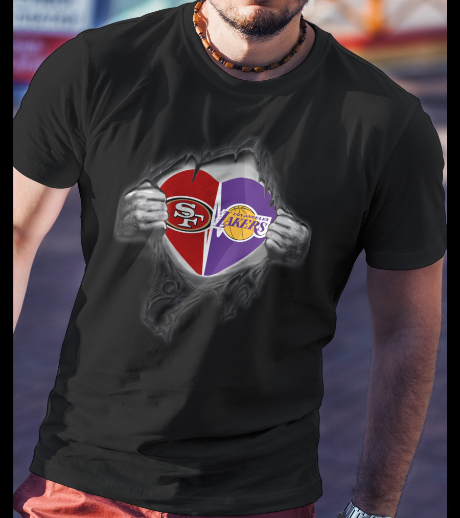 49Ers Los Angeles Lakers Split Heart T-Shirt