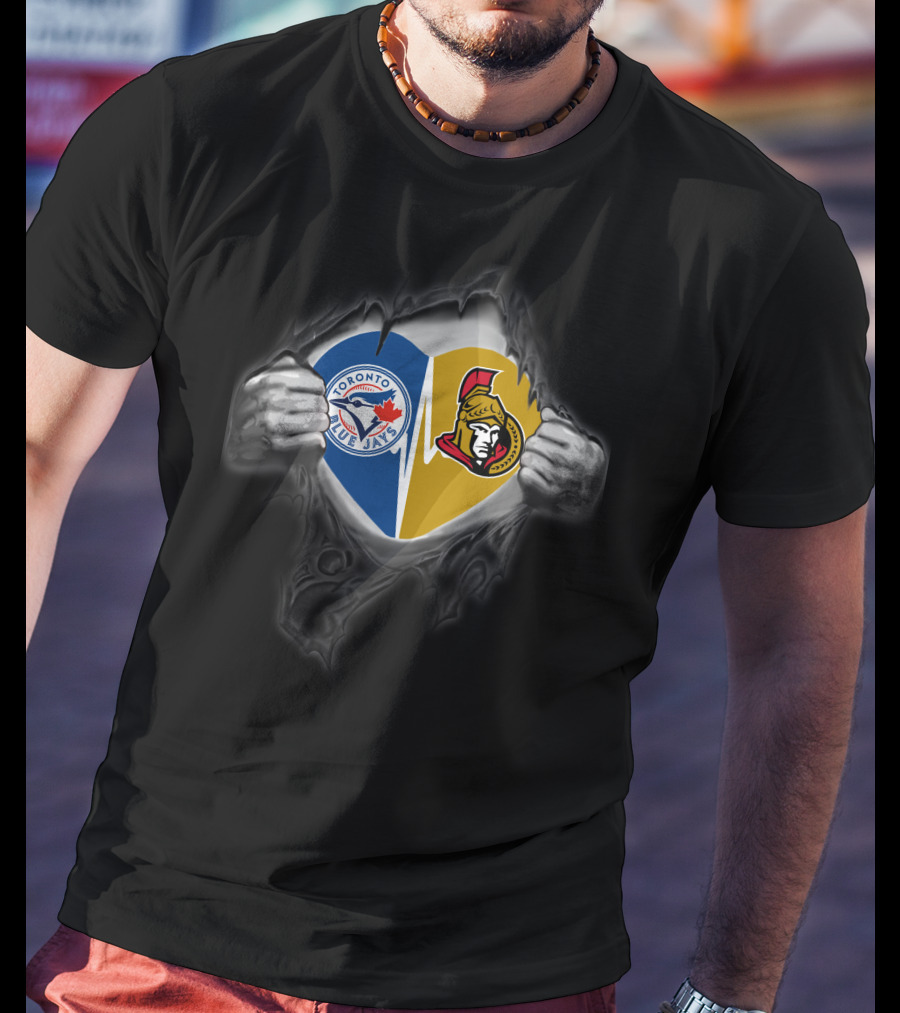 Blue Jays Senators Heart Torn T-Shirt