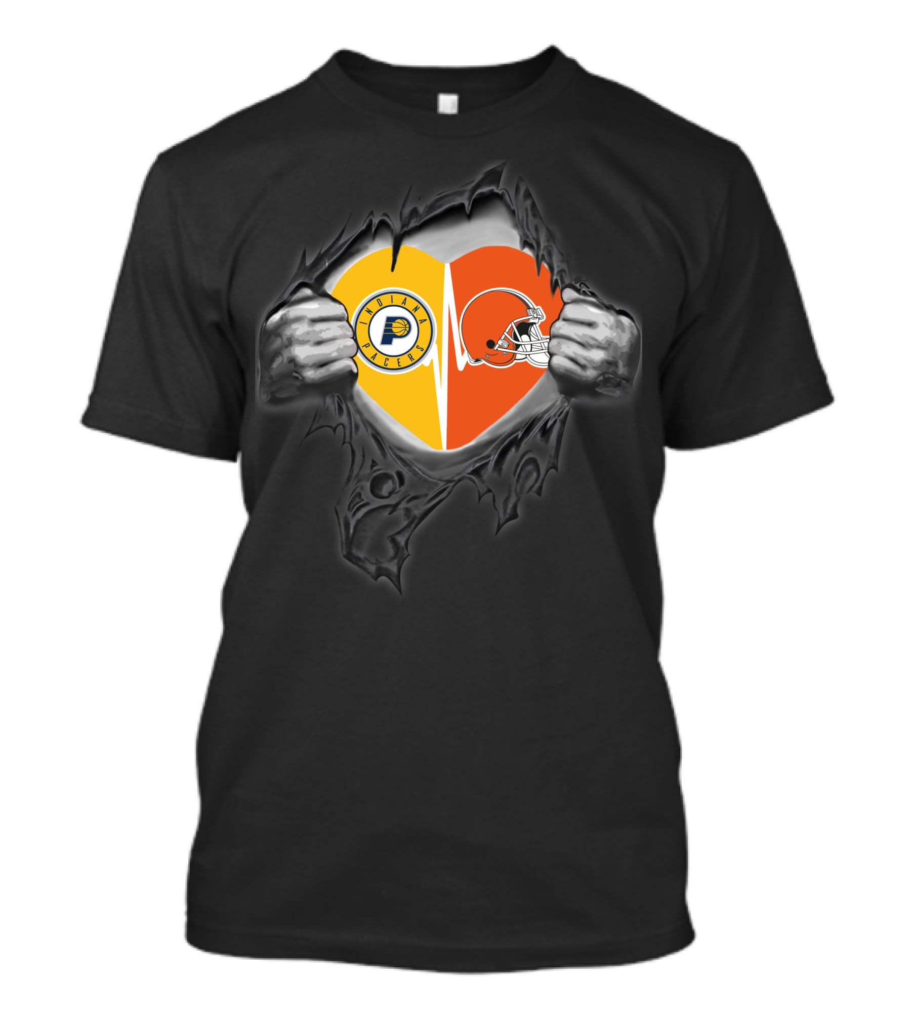 Browns Pacers Heartbeat Love Split T-Shirt